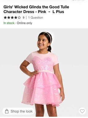 New w/o tag Girls Wicked Glinda the Good Tulle Character Dress - Pink - L Large